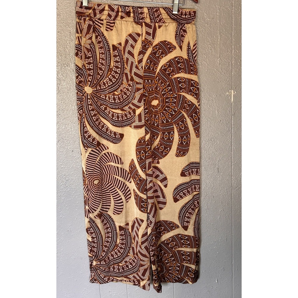 Women's House Of Harlow Tan Brown Wide Leg Pants Size M Elastic Waist